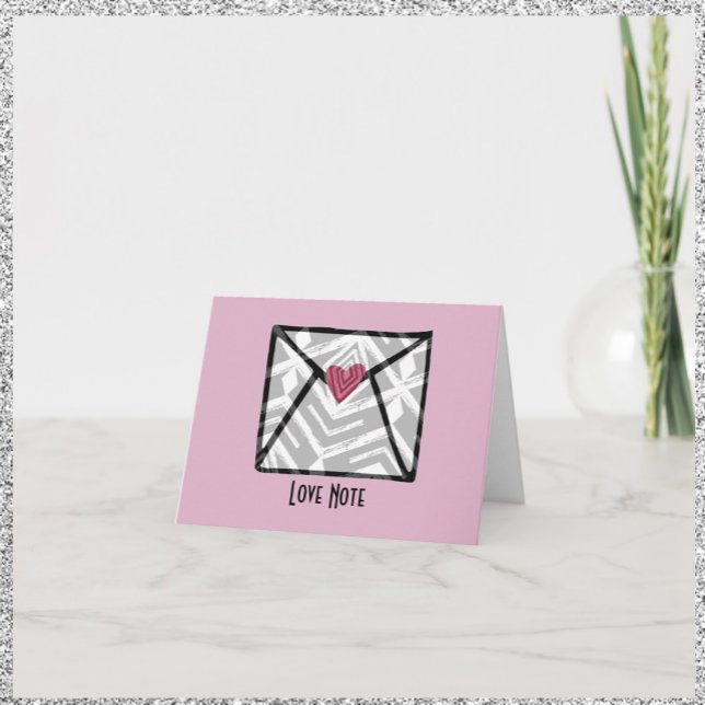 Söt Rosa Kärlek Note Heart Anteckningskort (Skapare uppladdad)