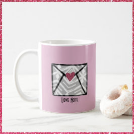 Söt Rosa Kärlek Note Heart Kaffemugg