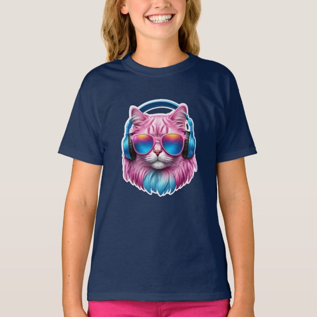 Söt Rosa Katt Barn T-Shirt (Framsida)
