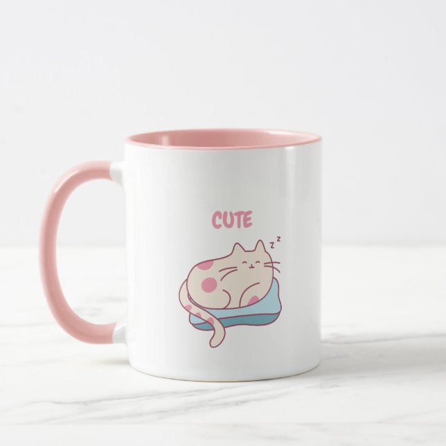 Söt Rosa Katt Kaffe Kopp (Vänster)