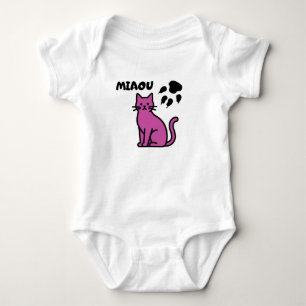 Söt rosa katt “MIAOU” baby overall T Shirt