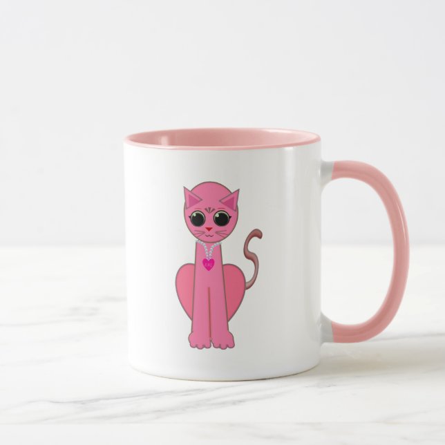 Söt rosa katt mugg (Höger)
