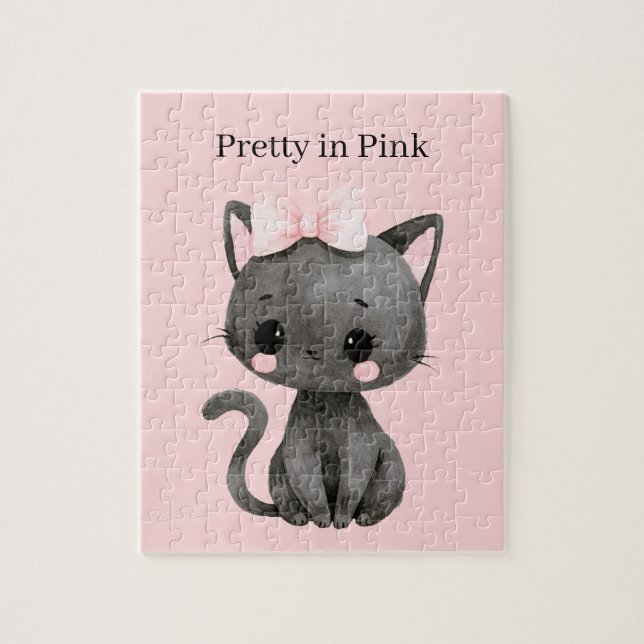 Söt rosa katt pussel (Vertikal)