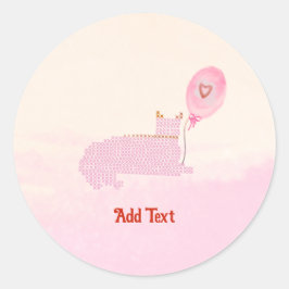Söt Rosa Katt Tack  Fyrkantigt Klistermärke