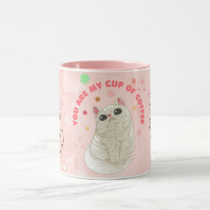 Söt Rosa Kattmugg Tjejig Kattälskare Kaffe kopp