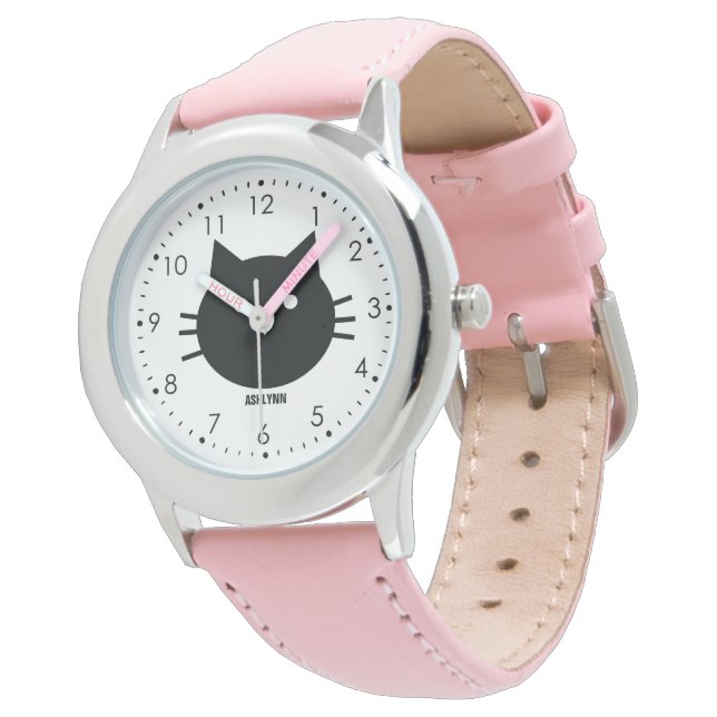 Söt Rosa Kattunge Armbandsur (Vinklad)
