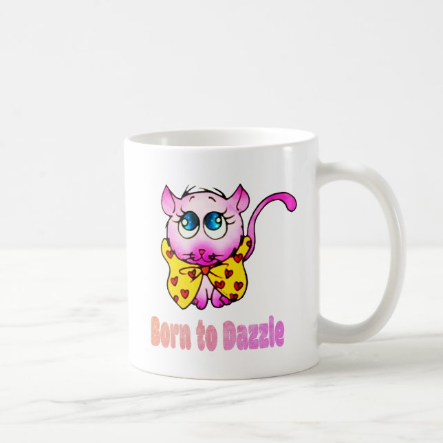 Söt Rosa Kattunge - Född för att Förblända Konst Kaffemugg (Höger)