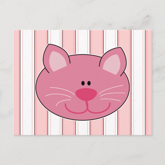 Söt Rosa Kattunge Katt Vykort (Framsida)