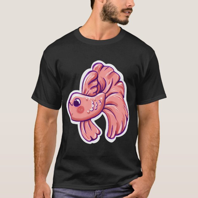 Söt rosa kawaii kampfisk t shirt (Framsida)