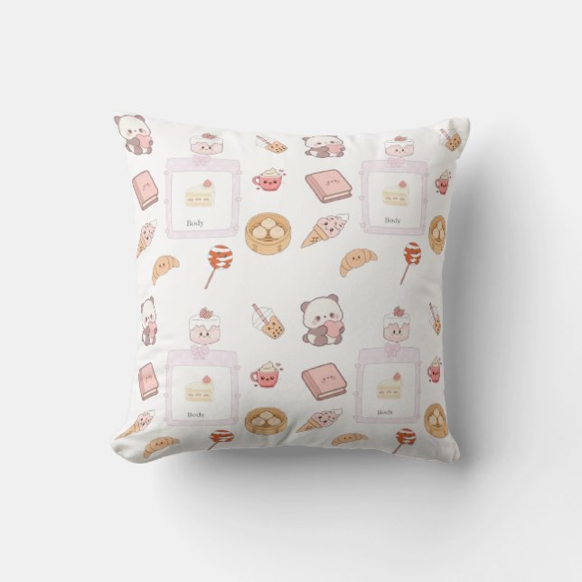 Söt Rosa Kawaii Söta Gods Efterrät Design Kudde (Framsida)