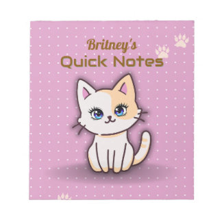 Söt Rosa Kitty Katt Personligt Namn Anteckningsblock