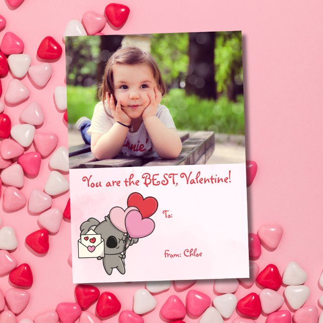 Söt Rosa Koala Foto Barn Klassrum Alla hjärtans da Julkort (Skapare uppladdad)