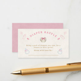 Söt Rosa Kokett Blöja Lotteri Baby Shower Tilläggskort