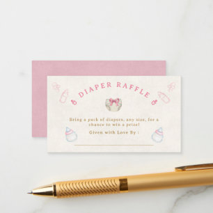 Söt Rosa Kokett Blöja Lotteri Baby Shower Tilläggskort