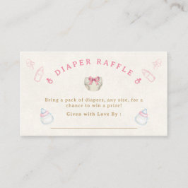 Söt Rosa Kokett Blöja Lotteri Baby Shower Tilläggskort