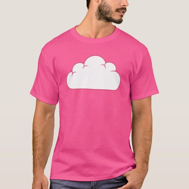 Söt Rosa Kontur Moln – Minimal Kawaii Estetik T Shirt (Framsida)