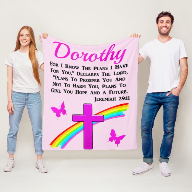 SÖT ROSA KOR JEREMIAH 29:11 PERSONLIG FLEECEFILT (På plats)