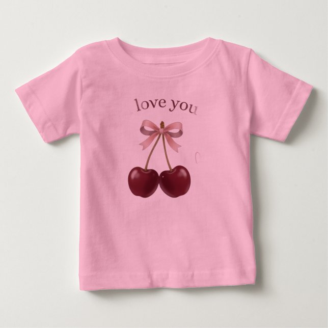 Söt Rosa Körlek T-Shirt – Söt Båge & Ch (Framsida)