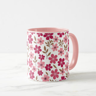 Söt rosa körsbärsblomning blomster mönster tvåton mugg