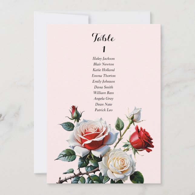 Söt rosa, kort för vita säten i röd ros (Framsida)