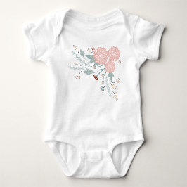 Söt Rosa Kräm Blå Blommig  T Shirt