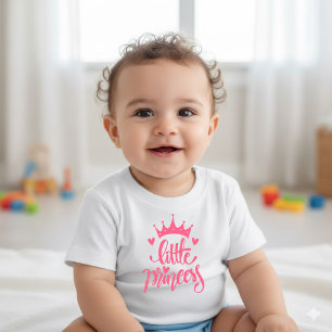 Söt Rosa Kron Liten Prinsessa Baby T-Shirt