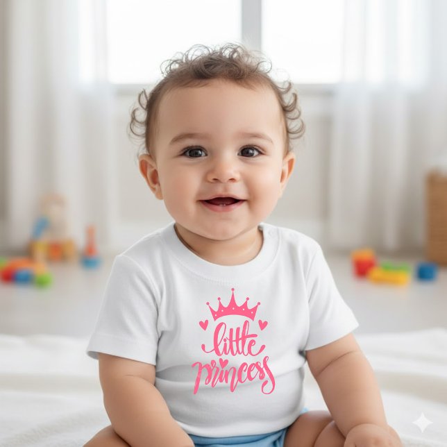 Söt Rosa Kronan Liten Prinsessa Baby T-Shirt (Skapare uppladdad)