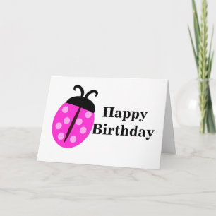 Söt Rosa Ladybug Birthday Kort