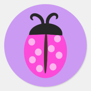 Söt Rosa Ladybug Sticker Runt Klistermärke
