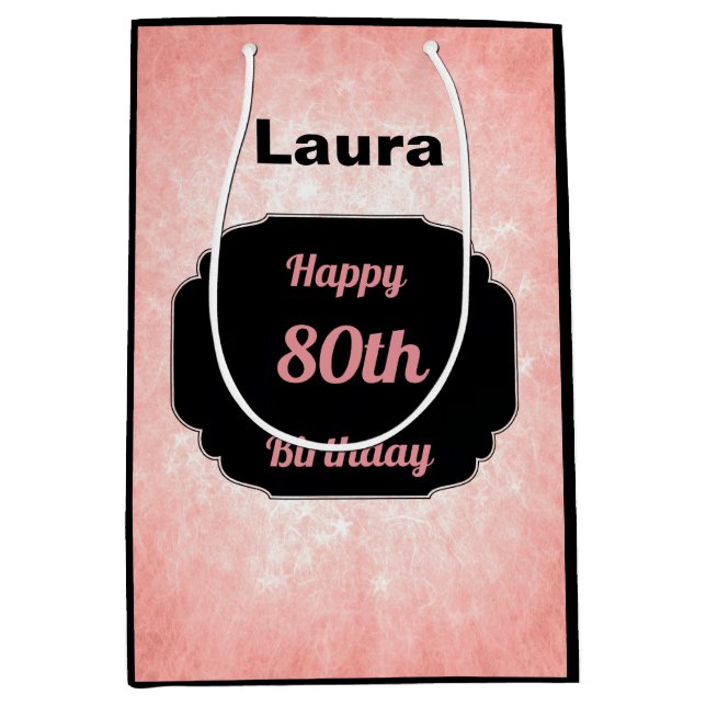 Söt rosa Lägg till namn 80-årsdag (Framsidan)
