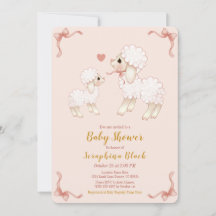 Söt Rosa Lamb Baby Shower-inbjudan