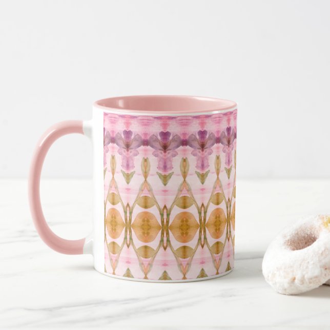 Söt Rosa, låst kaffe Mugg med plommon och Guld (Med munk)