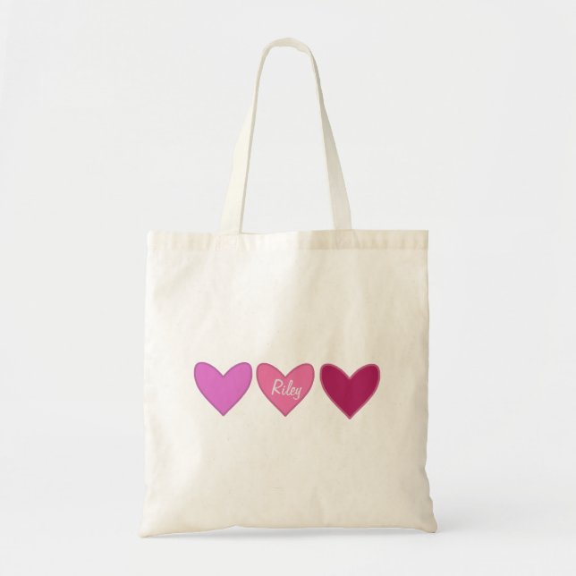 Söt Rosa & Lavender Hearts Valentine Day Tygkasse (Framsidan)