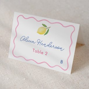 Söt Rosa Lemon Baby Shower Place Card Bordsnummer