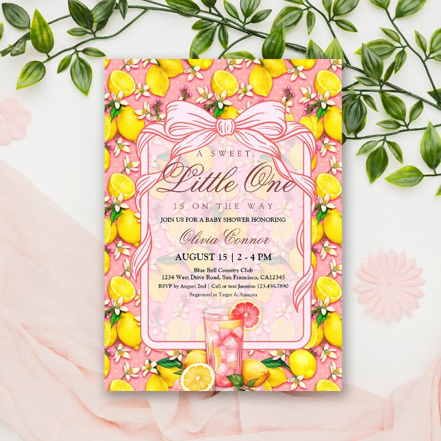Söt Rosa Lemonad Citrus Bebis Shower Inbjudan (Skapare uppladdad)