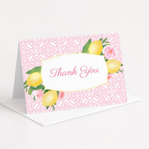 Söt Rosa Lemons Blommigt Girl Baby Shower Tack Kort