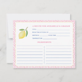 Söt Rosa Lemons Möhippa Recept Card Inbjudningar