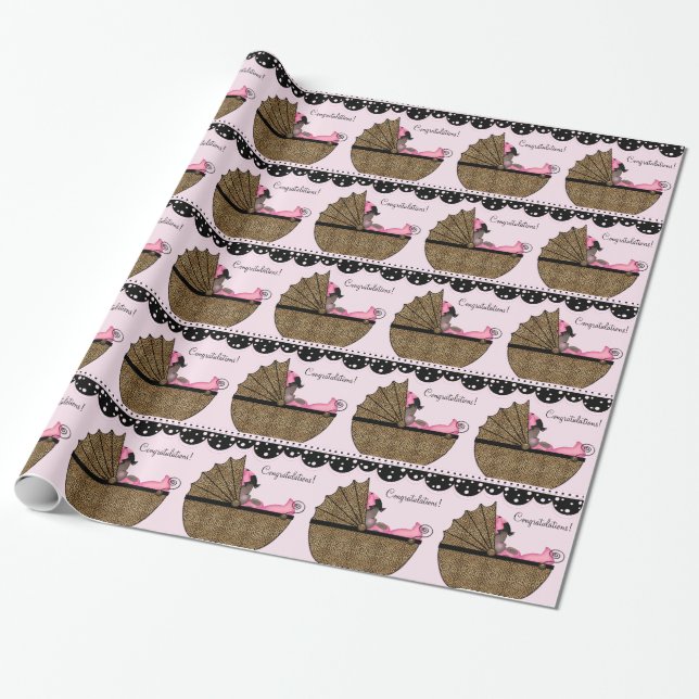 Söt Rosa Leopard Bebis-fest Presentpapper (Utrullad)