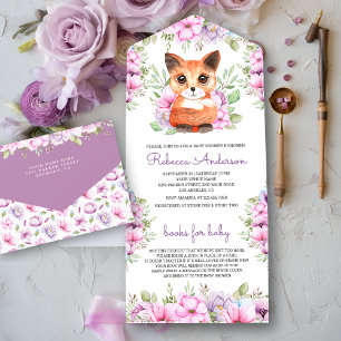 Söt Rosa Lila Blommig Kattunge Baby Shower