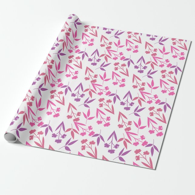Söt Rosa Lila Blommönster Feminint Vår Presentpapper (Utrullad)