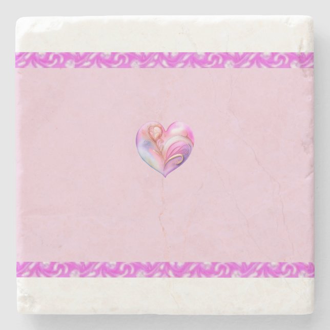 Söt Rosa & Lila Hjärtstenar Underlägg (Framsidan)