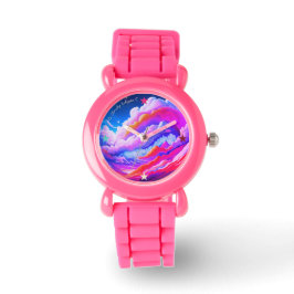 Söt Rosa & Lila Molnig Eclipse Mini eWatch Armbandsur