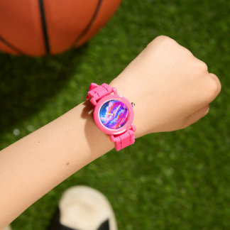 Söt Rosa & Lila Molnig Eclipse Mini eWatch Armbandsur