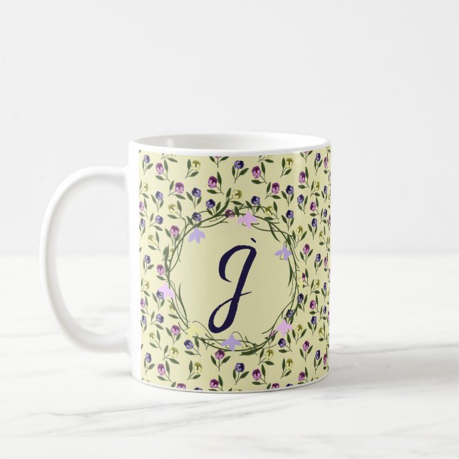 Söt Rosa Lila och Gult Pansies Bath Mat Kaffemugg (Vänster)
