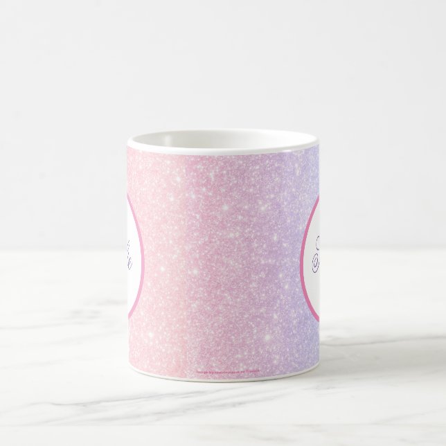 Söt Rosa & Lila Personlig Namn Glitter Kaffemugg (Center)