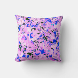 Söt Rosa Lilac Blue Leafy Mönster Kudde