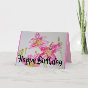 Söt Rosa Lily Birthday Card Kort