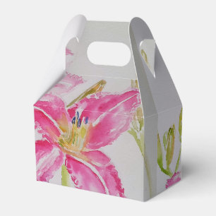 Söt Rosa Lily Blommigt Bröllop Cake Favoritbox Presentaskar