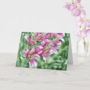 Söt Rosa Lily Flowers Bible Verse Thoughts Kort