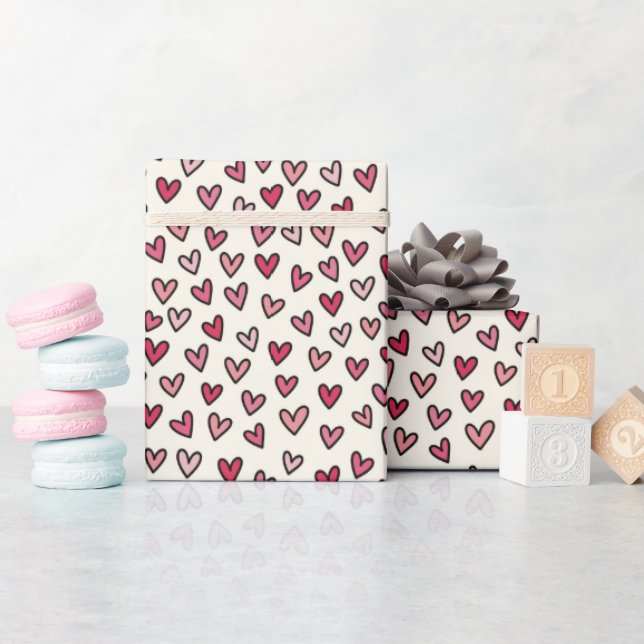 Söt Rosa Liten Hjärtan Inpackningspapper Rulle Presentpapper (Baby Shower)